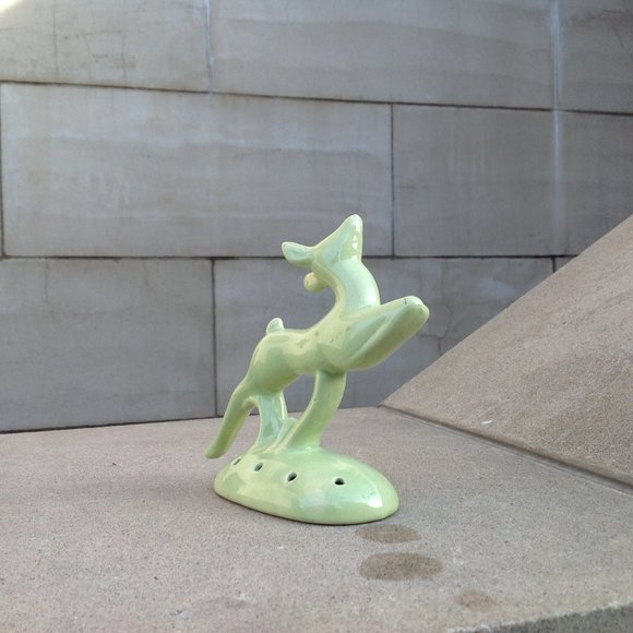 Art Deco Flower Frog ~ Green Gazelle Sprinting 6" - Picture 7 of 15